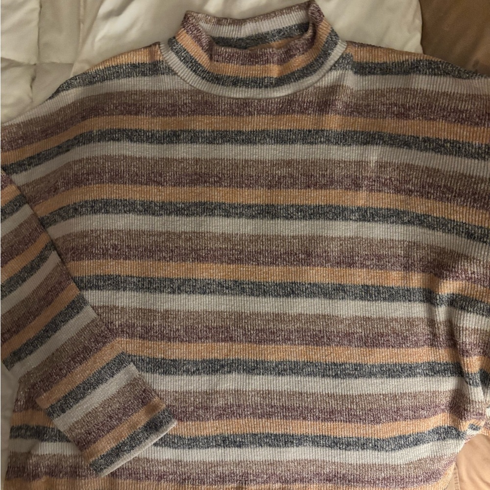 BKE Yellow and Brown Cowl Neck Sweater